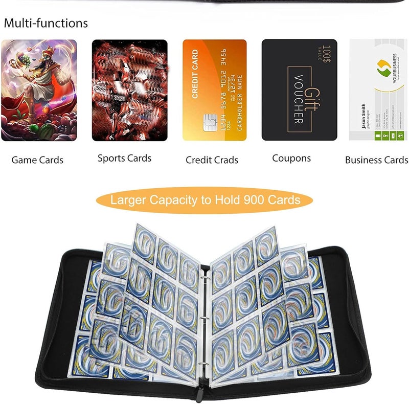 fweel Deluxe Fire Dragon Trading Card Binder - 9-Pocket Zipper Binder with 900 Pockets, Ideal for Boys, Girls, and Card Enthusiasts - Collectible Trading Card Albums, Cases & Sleeves - Image 4